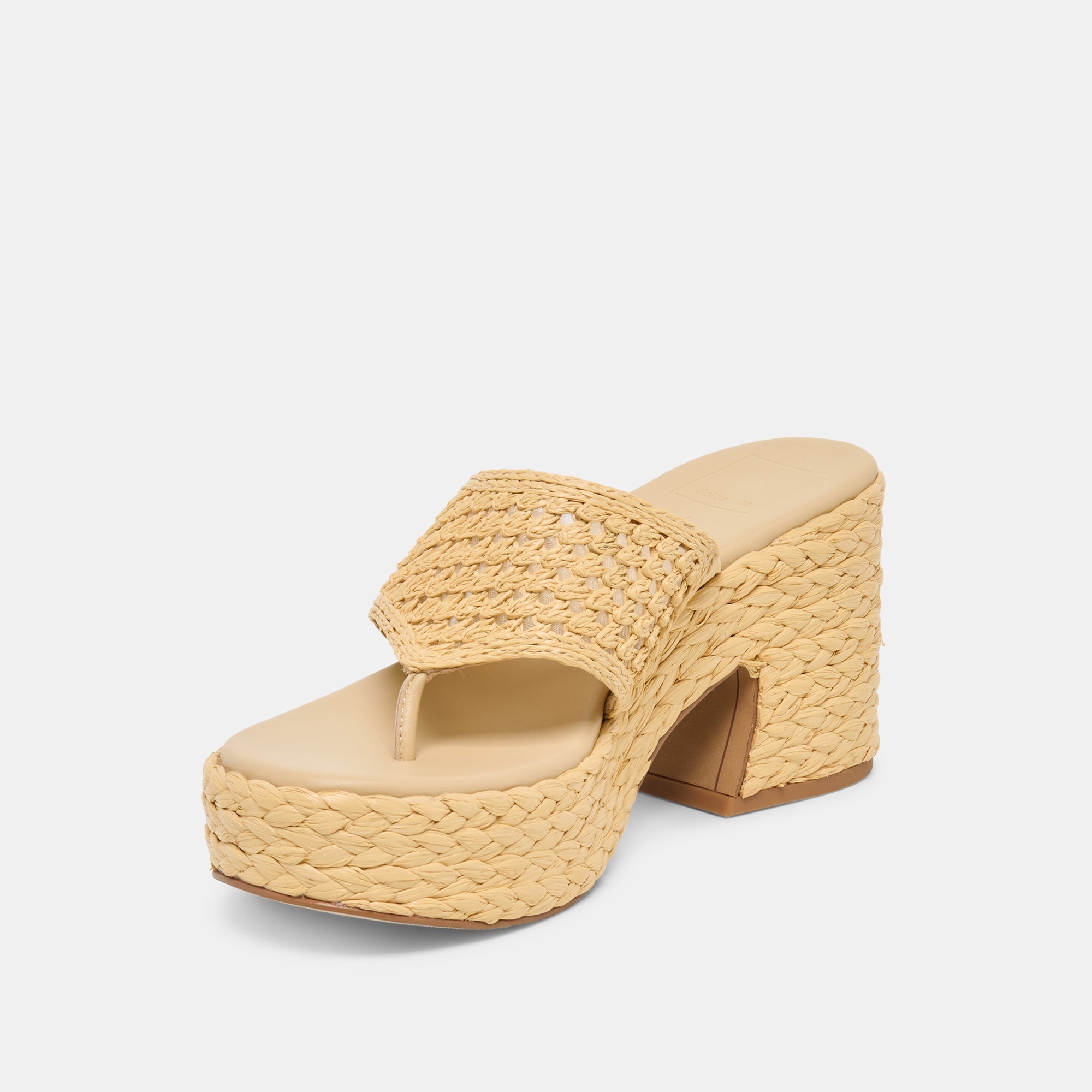 Dolce Vita SHOES | RIPPLE Lt Natural Raffia Platform Thong Block Heel