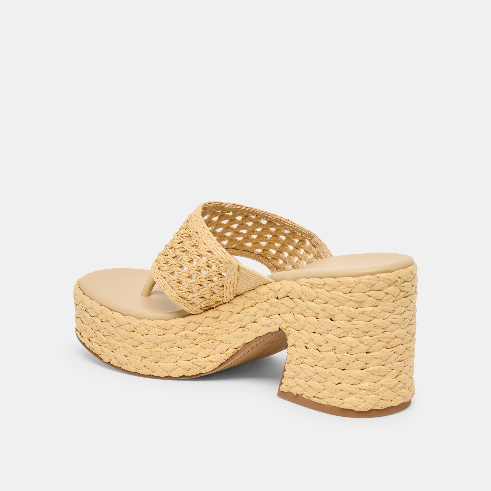 Dolce Vita SHOES | RIPPLE Lt Natural Raffia Platform Thong Block Heel