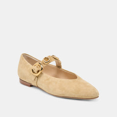 Dolce Vita SHOES | LOREE Desert Taupe Suede Mary-Jane Metal Detail Ballet Flats
