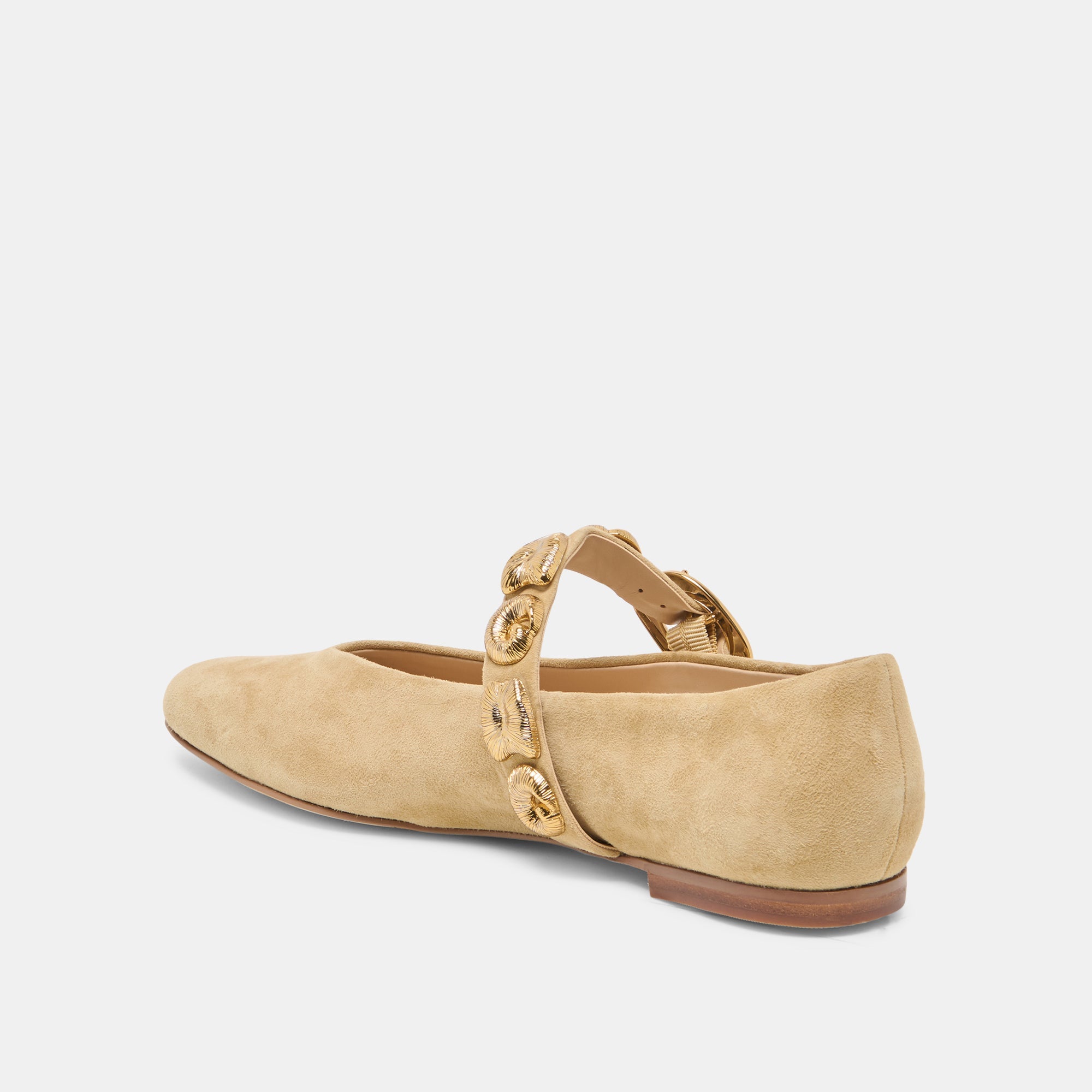 Dolce Vita SHOES | LOREE Desert Taupe Suede Mary-Jane Metal Detail Ballet Flats