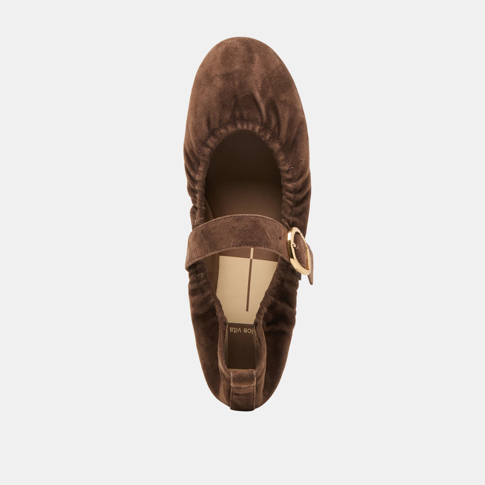 Dolce Vita SHOES | Caely Dk Brown Suede Ballet Flats