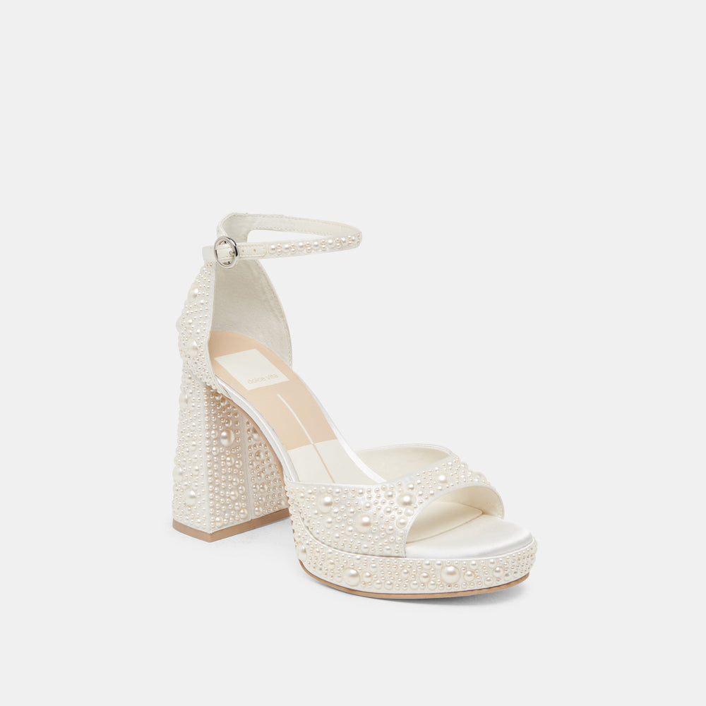 Dolce Vita SHOES | PANDRO PEARL HEELS TRUE WHITE SATIN
 – Dolce Vita