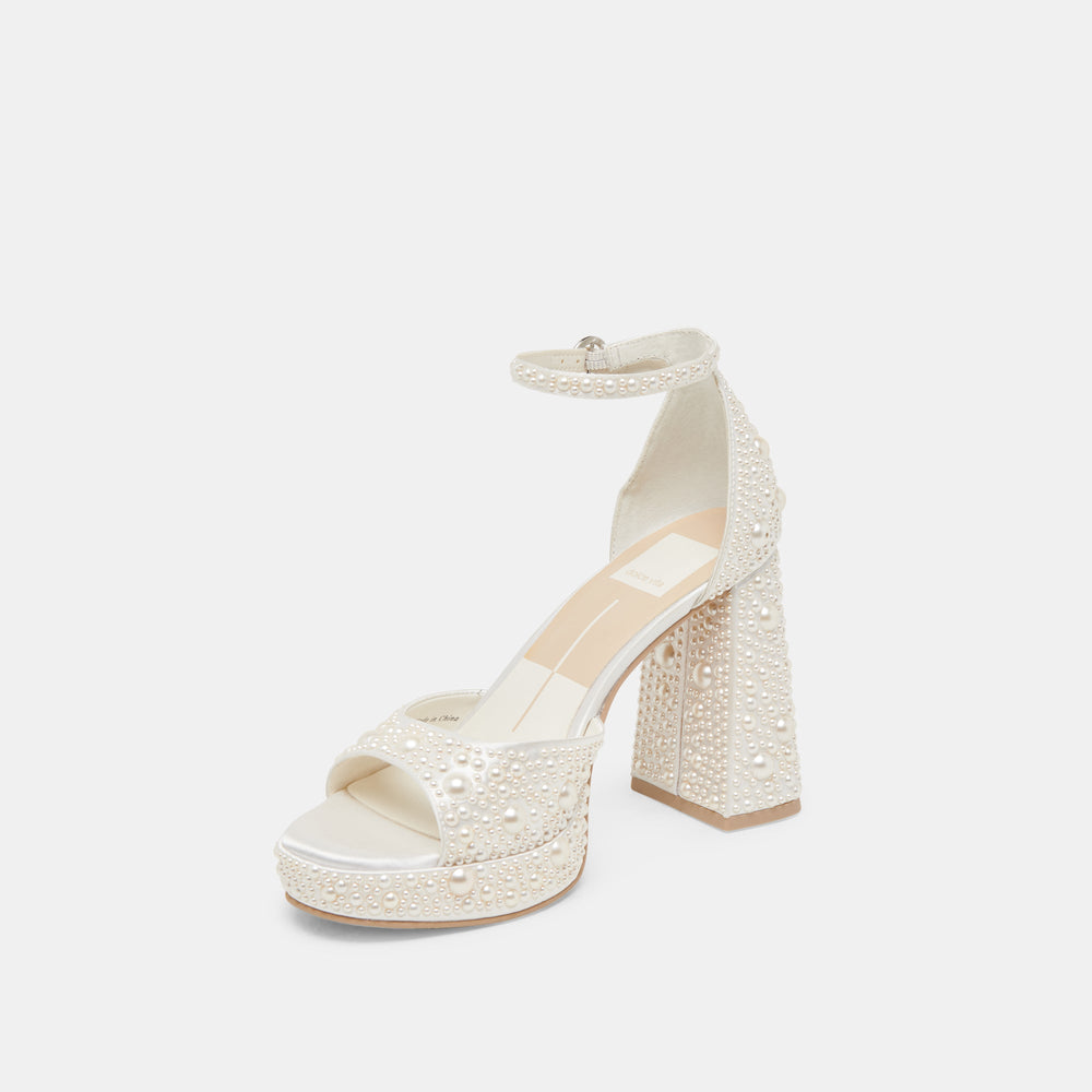 Dolce Vita SHOES | PANDRO PEARL HEELS TRUE WHITE SATIN
 – Dolce Vita