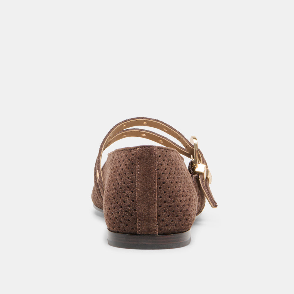Dolce Vita SHOES | Baylee Grommet Dk Brown Perforated Suede Ballet Flats