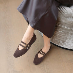 Dolce Vita SHOES | Baylee Grommet Dk Brown Perforated Suede Ballet Flats
