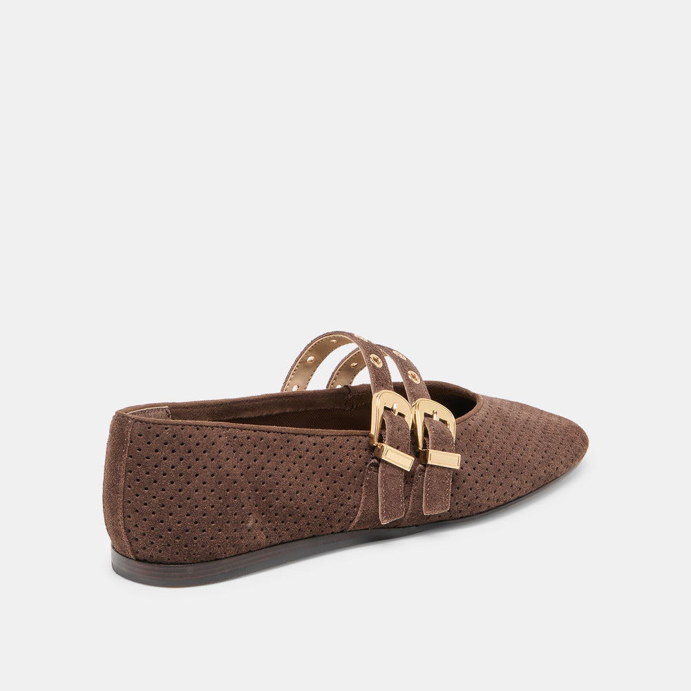 Dolce Vita SHOES | Baylee Grommet Dk Brown Perforated Suede Ballet Flats