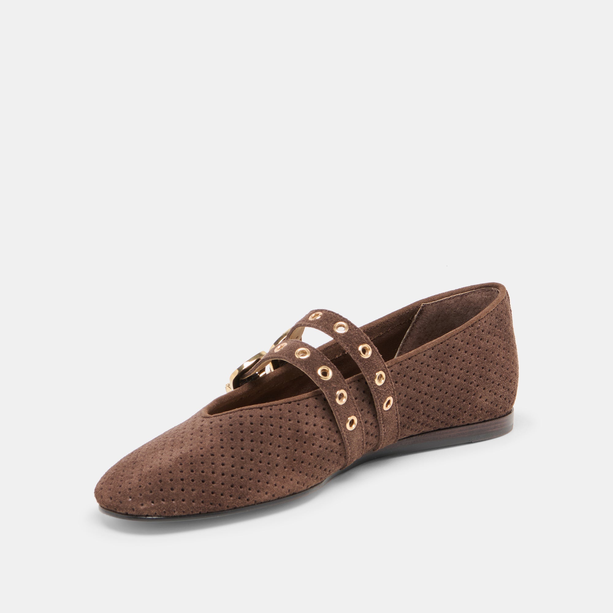 Dolce Vita SHOES | Baylee Grommet Dk Brown Perforated Suede Ballet Flats
