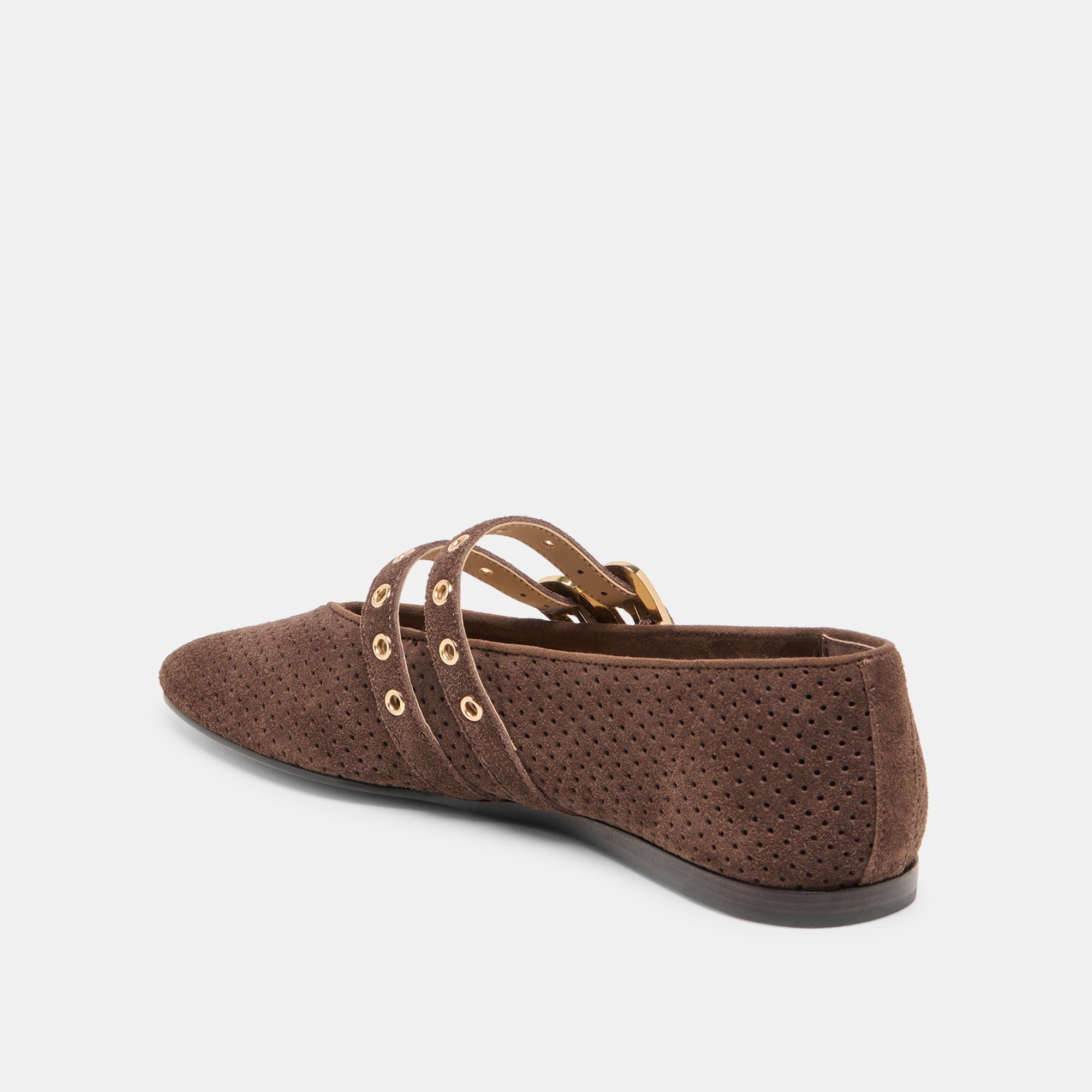 Dolce Vita SHOES | Baylee Grommet Dk Brown Perforated Suede Ballet Flats