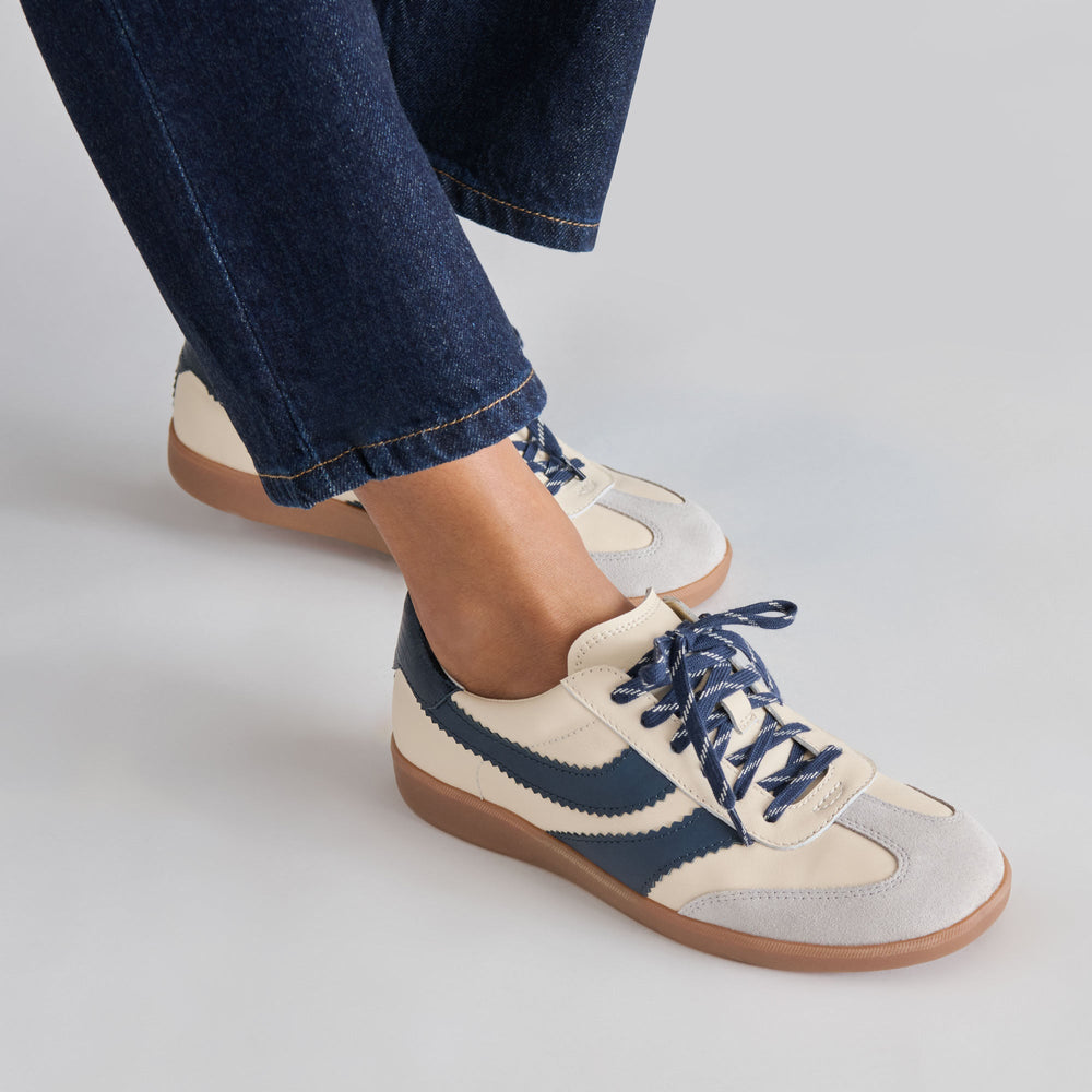 Dolce Vita SHOES | Merit White Navy Leather Sneakers