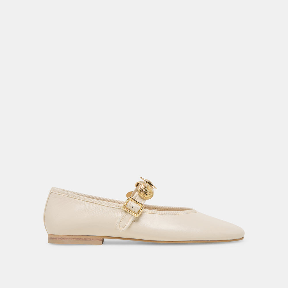 Dolce Vita SHOES | Relan Off White Leather Ballet Flats