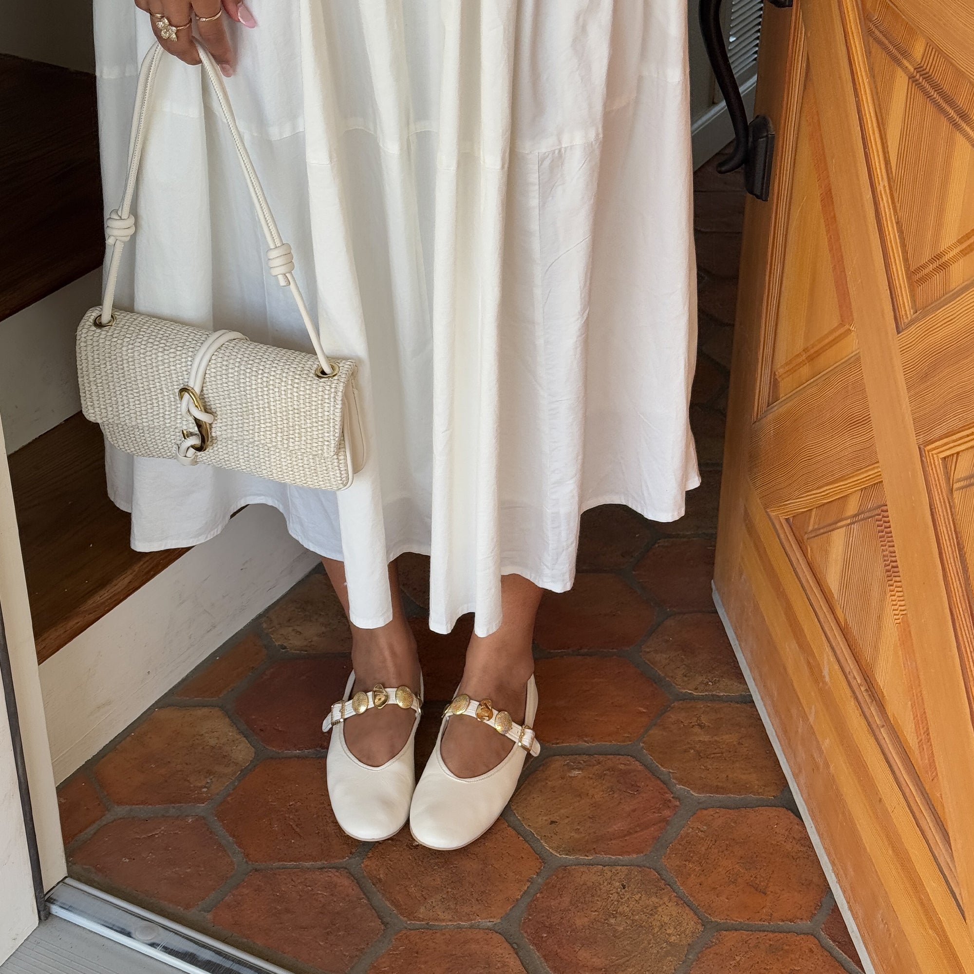 Dolce Vita SHOES | Relan Off White Leather Ballet Flats