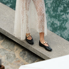 Dolce Vita SHOES | Relan Black Leather Ballet Flats