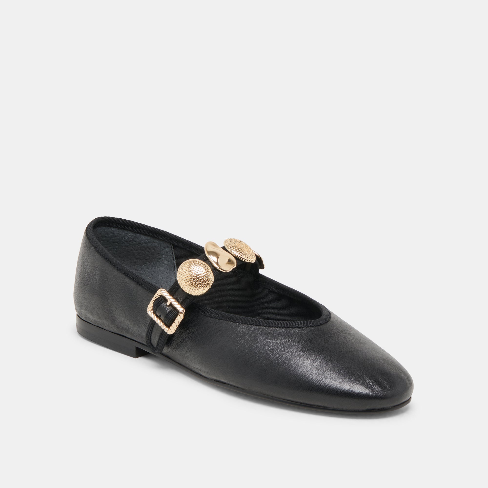Dolce Vita SHOES | Relan Black Leather Ballet Flats