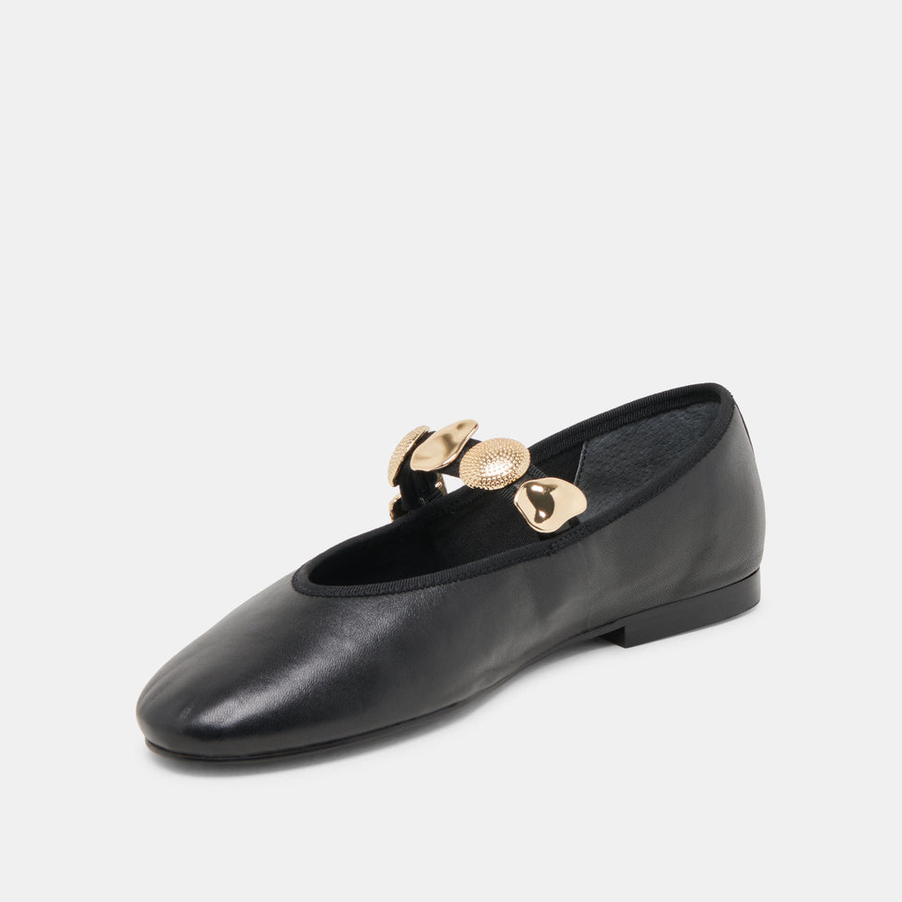 Dolce Vita SHOES | Relan Black Leather Ballet Flats