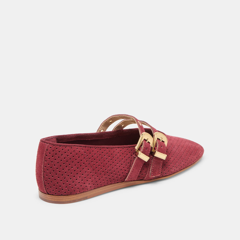 Dolce Vita SHOES | Baylee Grommet Oxblood Perforated Suede Ballet Flats