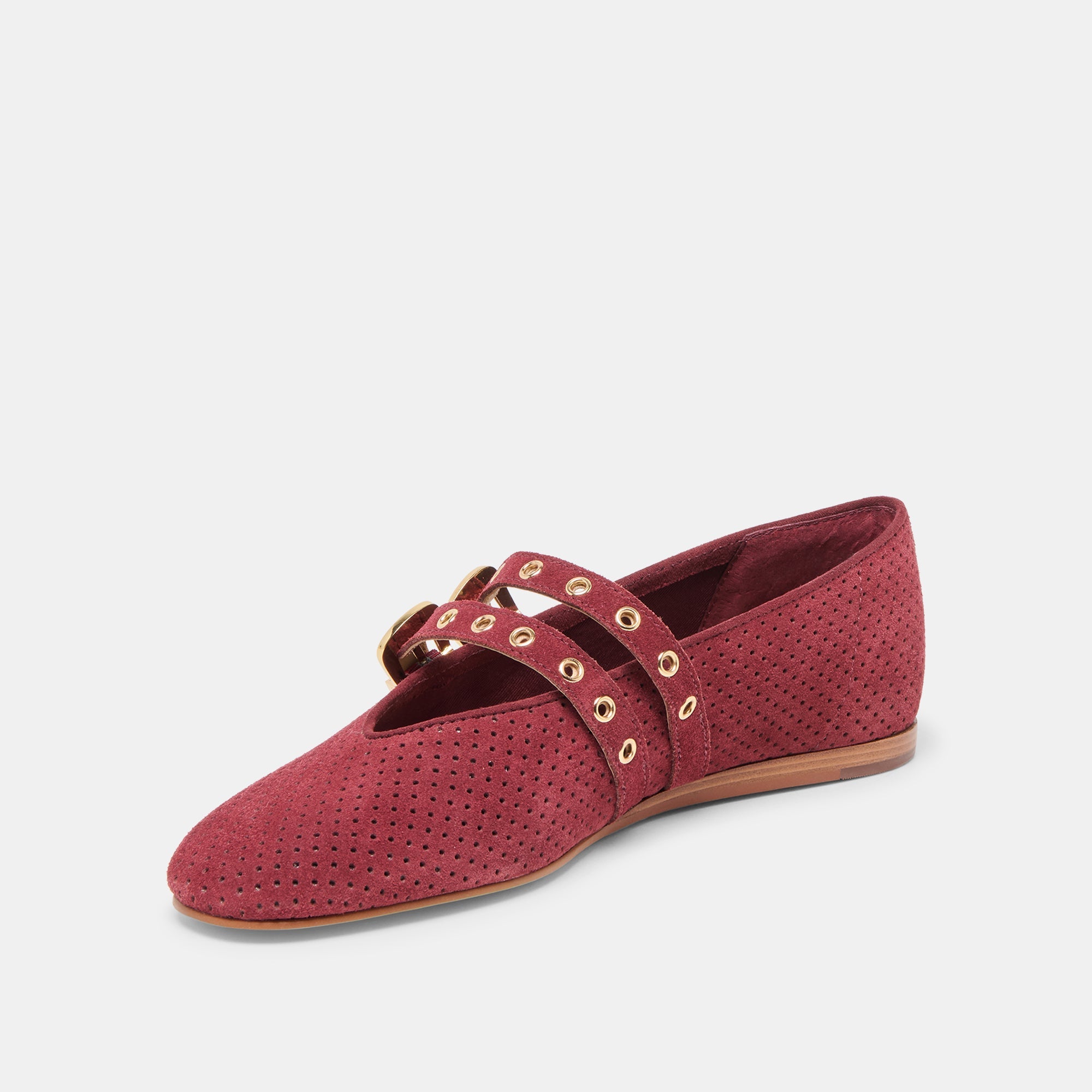 Dolce Vita SHOES | Baylee Grommet Oxblood Perforated Suede Ballet Flats