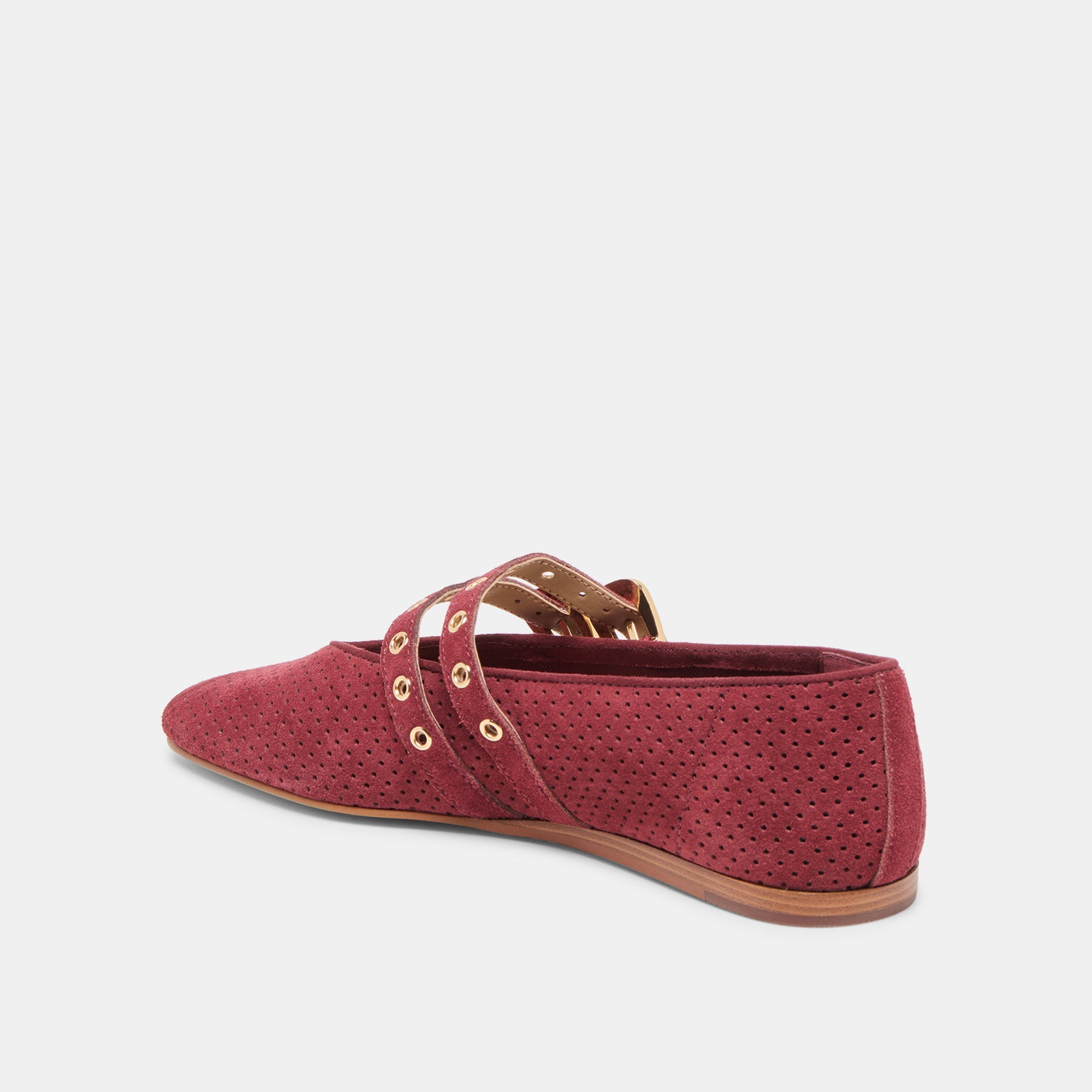 Dolce Vita SHOES | Baylee Grommet Oxblood Perforated Suede Ballet Flats