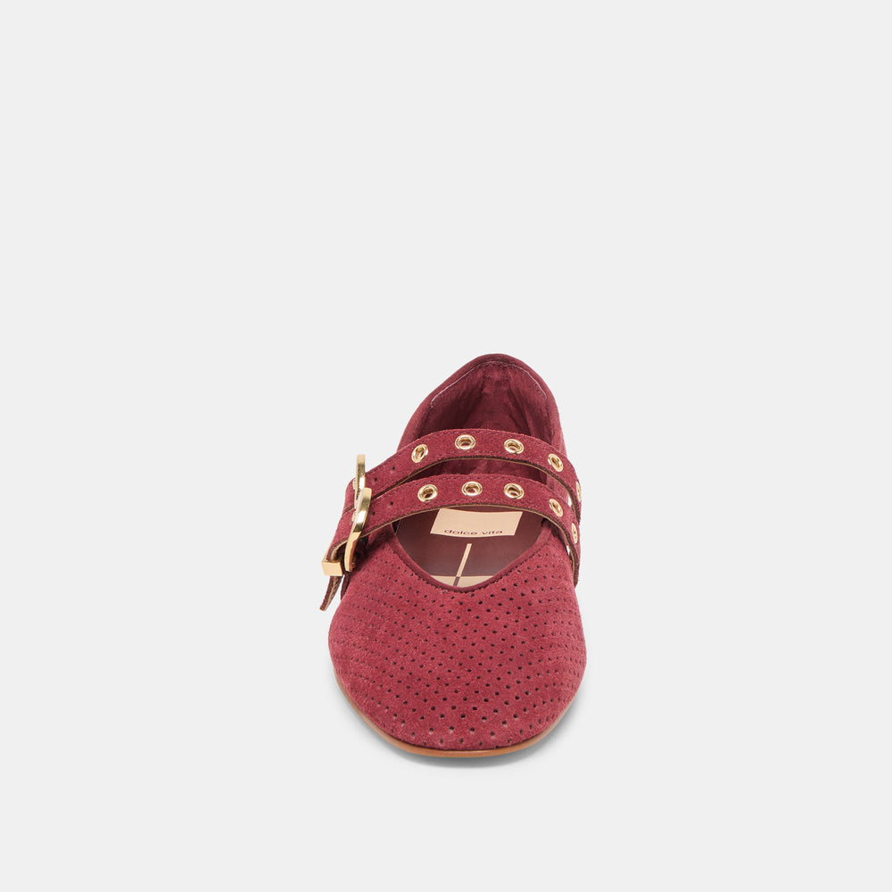 Dolce Vita SHOES | Baylee Grommet Oxblood Perforated Suede Ballet Flats