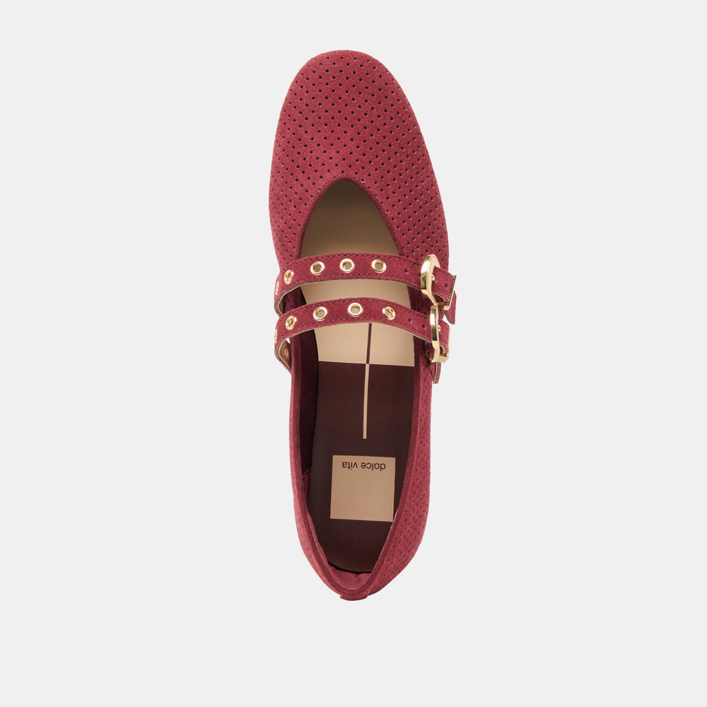 Dolce Vita SHOES | Baylee Grommet Oxblood Perforated Suede Ballet Flats