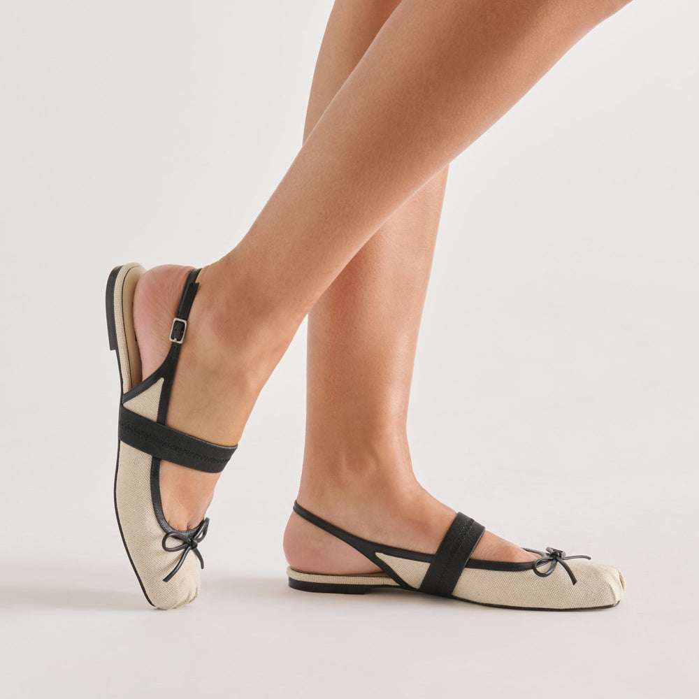 Dolce Vita SHOES | Grifan Natural Black Linen Flats