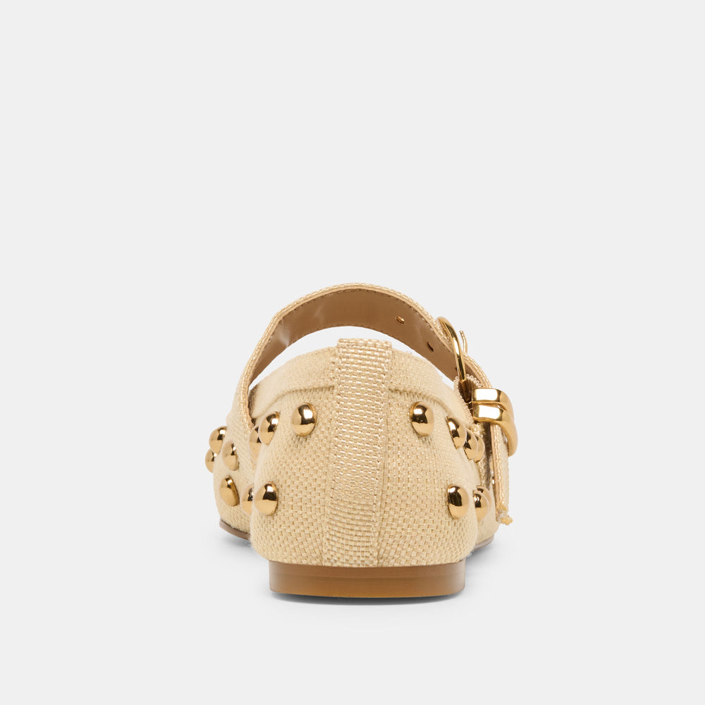 Dolce Vita SHOES | Mikel Stud Lt Natural Raffia Ballet Flats