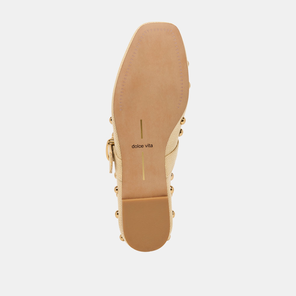 Dolce Vita SHOES | Mikel Stud Lt Natural Raffia Ballet Flats