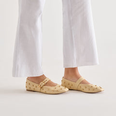 Dolce Vita SHOES | Mikel Stud Lt Natural Raffia Ballet Flats