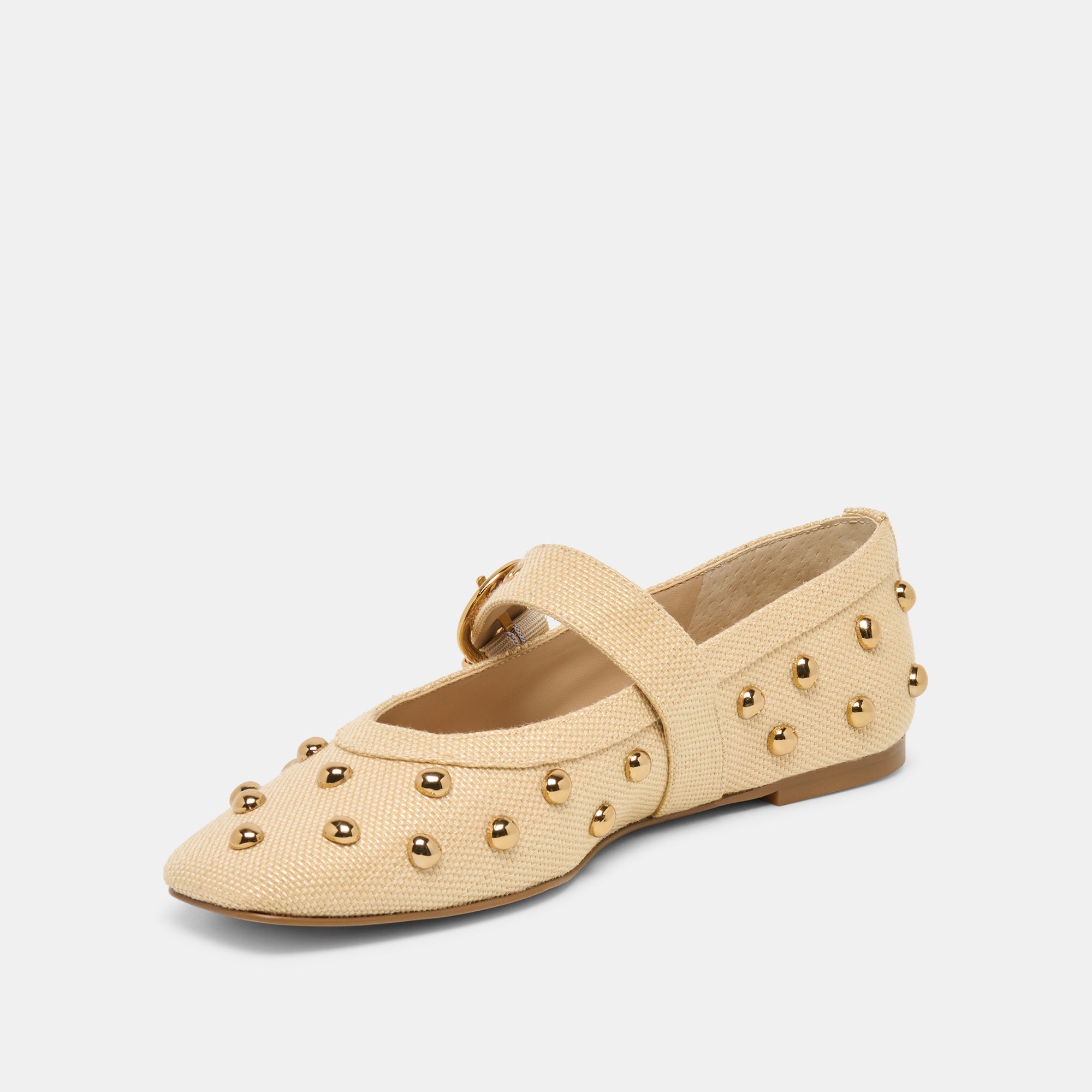 Dolce Vita SHOES | Mikel Stud Lt Natural Raffia Ballet Flats