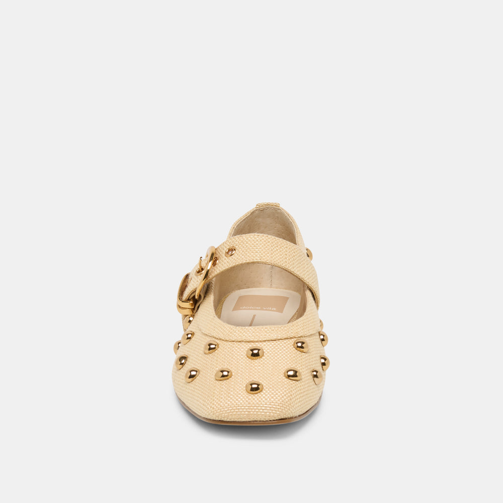 Dolce Vita SHOES | Mikel Stud Lt Natural Raffia Ballet Flats