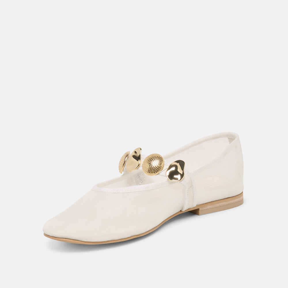Dolce Vita SHOES | Relan Mesh White Mesh Ballet Flats