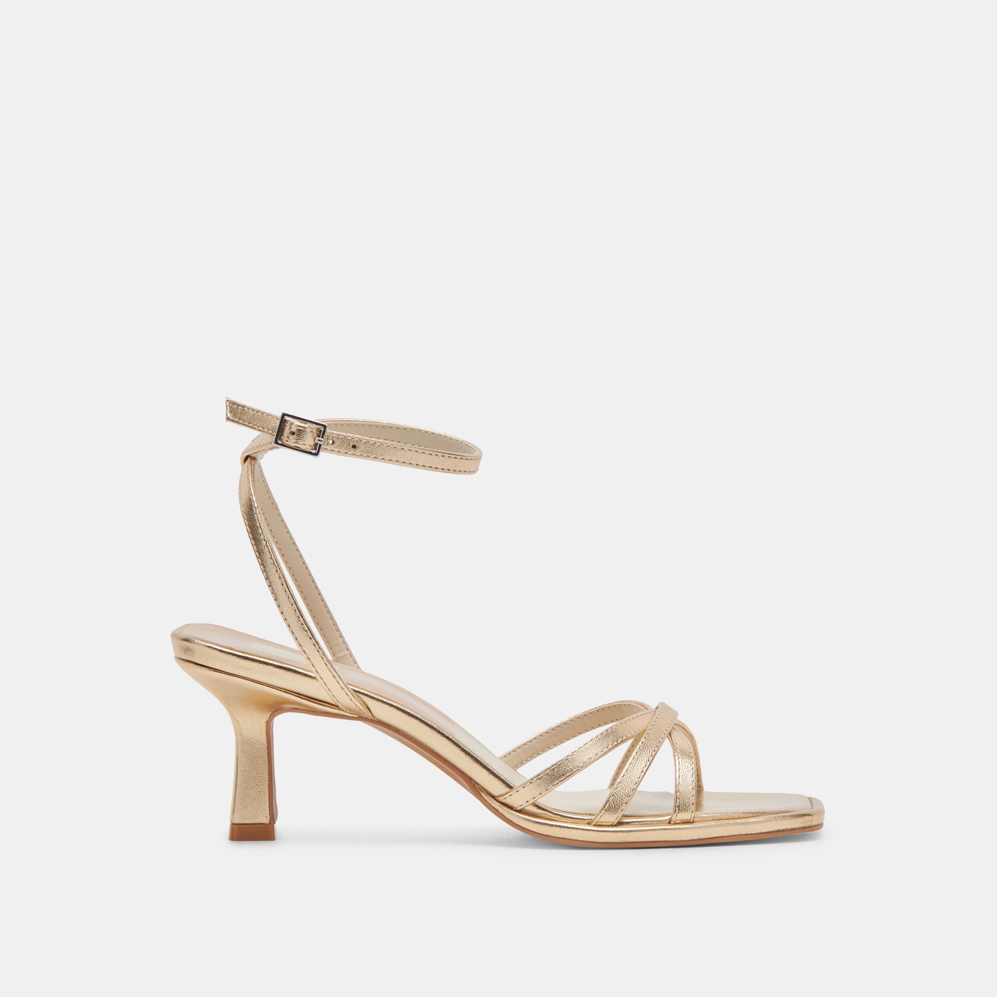 Dolce Vita SHOES | Manji Wide Light Gold Metallic Leather Heels