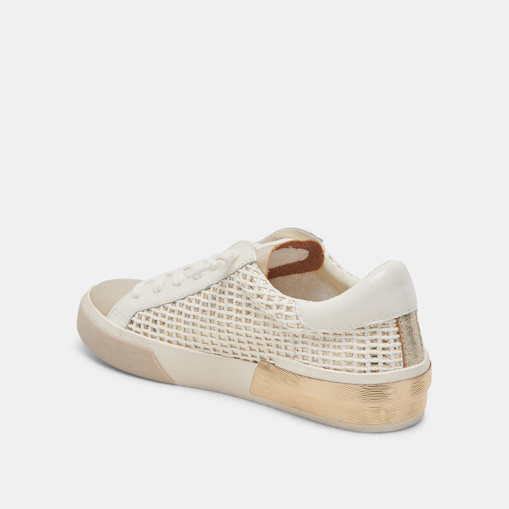 Dolce Vita SHOES | Zina Bone Gold Woven Wide Sneakers