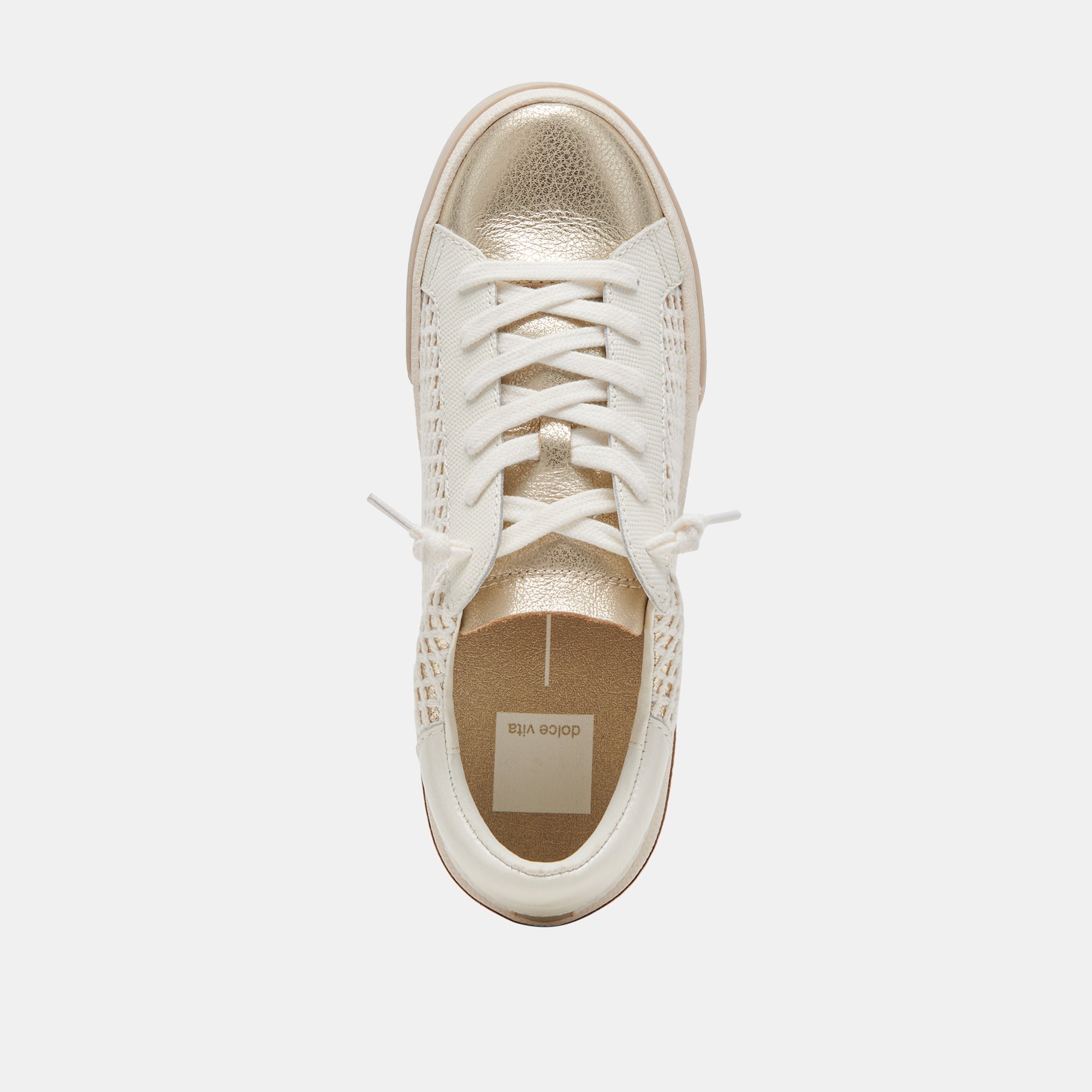 Dolce Vita SHOES | Zina Bone Gold Woven Wide Sneakers