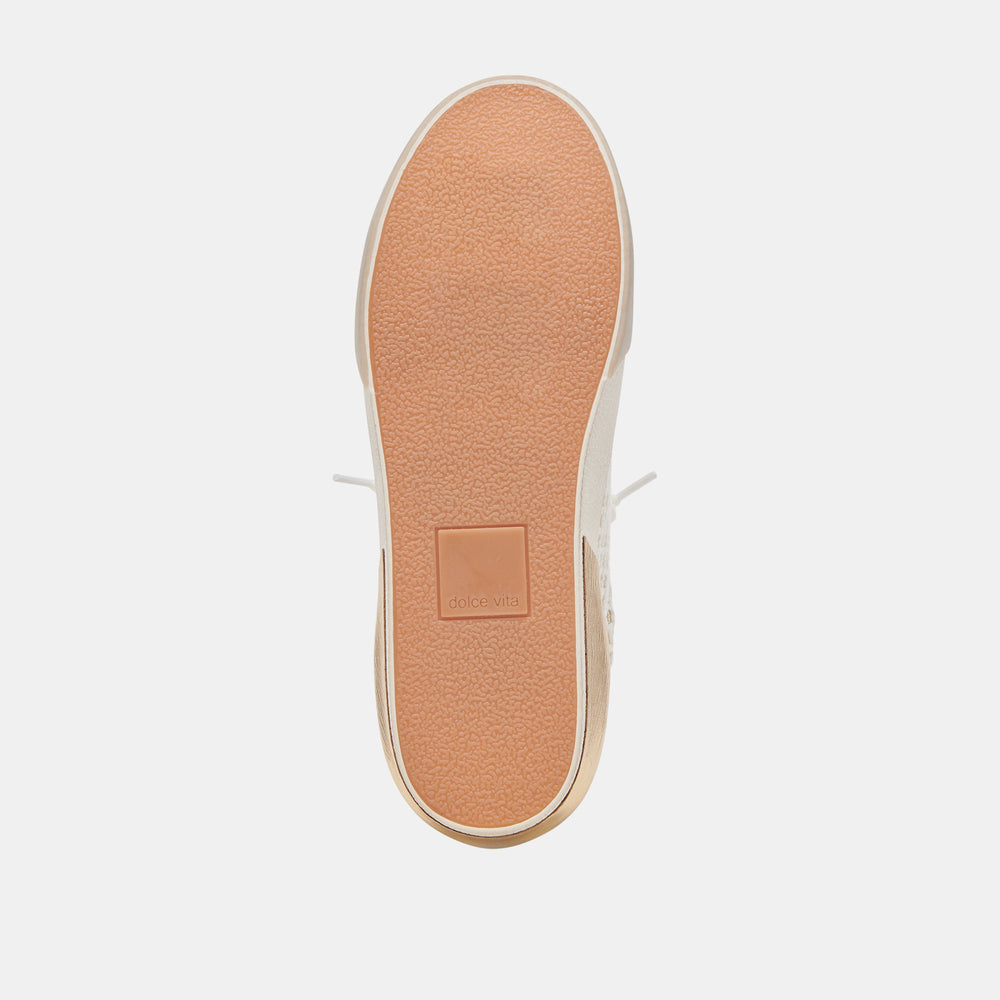 Dolce Vita SHOES | Zina Bone Gold Woven Wide Sneakers