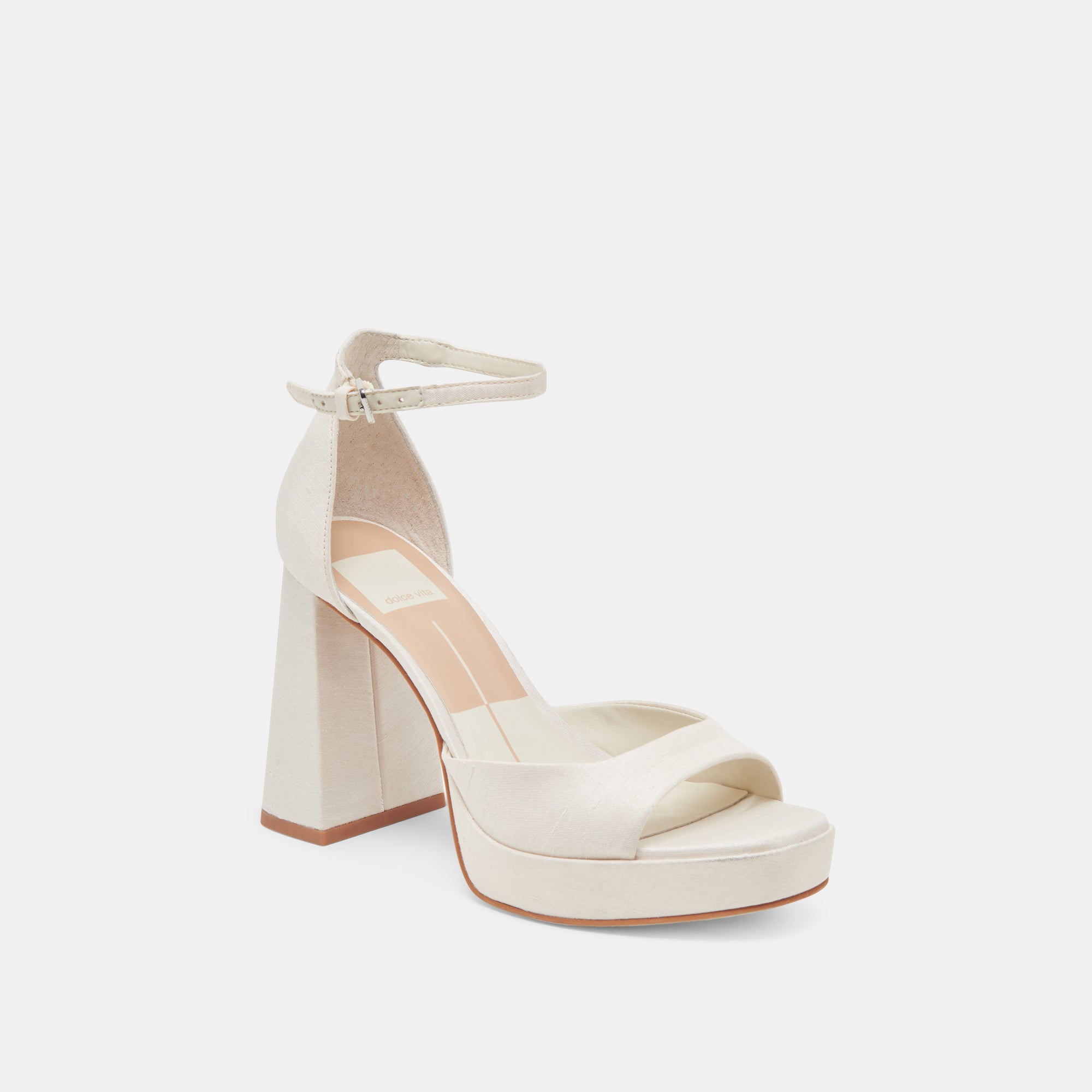 Dolce Vita SHOES | PANDRO WIDE HEELS WHITE SATIN
 – Dolce Vita