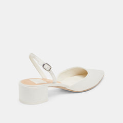 Dolce Vita SHOES | Carel Wide True White Satin Heels