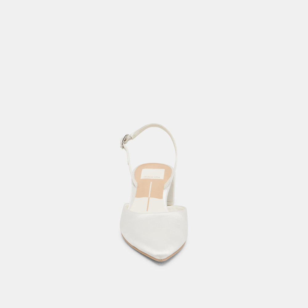 Dolce Vita SHOES | Carel Wide True White Satin Heels