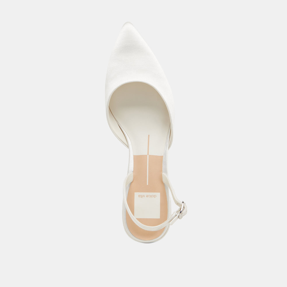 Dolce Vita SHOES | Carel Wide True White Satin Heels