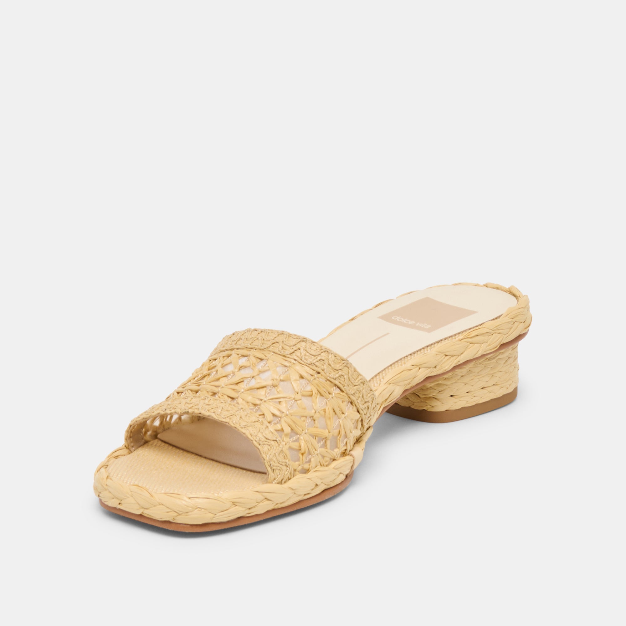 Dolce Vita SHOES | Dixi Wide Lt Natural Cross Hatch Raffia Sandals