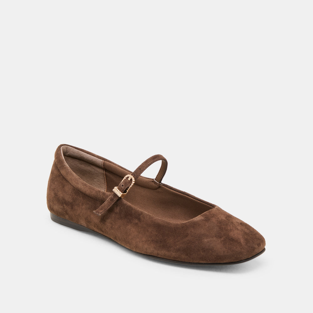 Dolce Vita SHOES | Reyes Wide Dk Brown Suede Ballet Flats