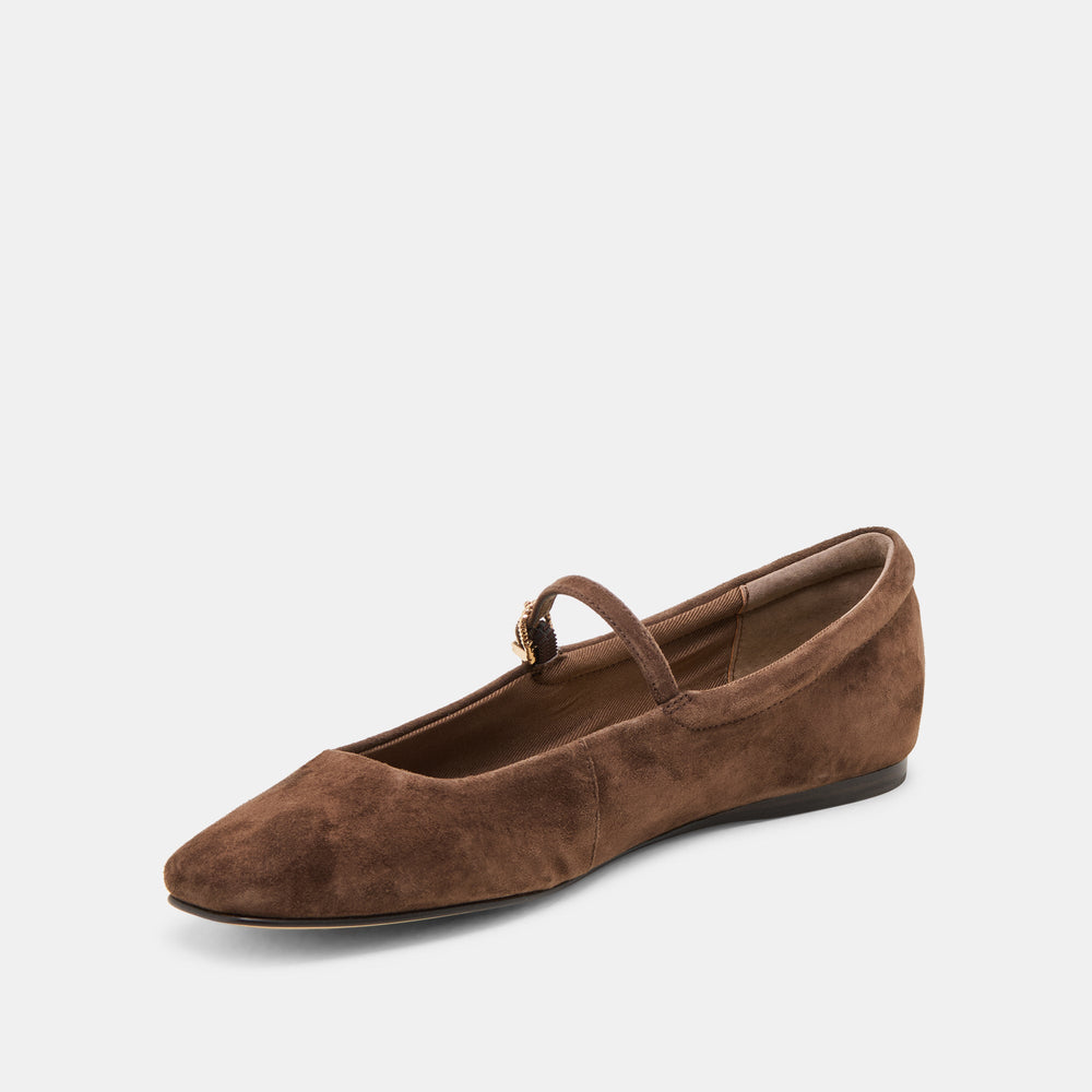 Dolce Vita SHOES | Reyes Wide Dk Brown Suede Ballet Flats