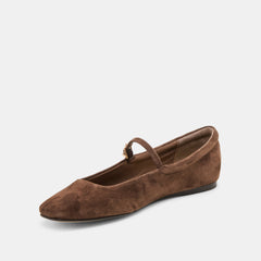 Dolce Vita SHOES | Reyes Wide Dk Brown Suede Ballet Flats