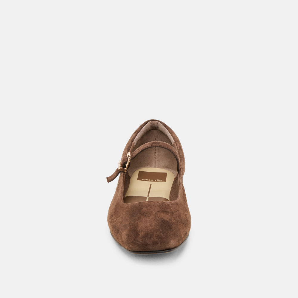 Dolce Vita SHOES | Reyes Wide Dk Brown Suede Ballet Flats