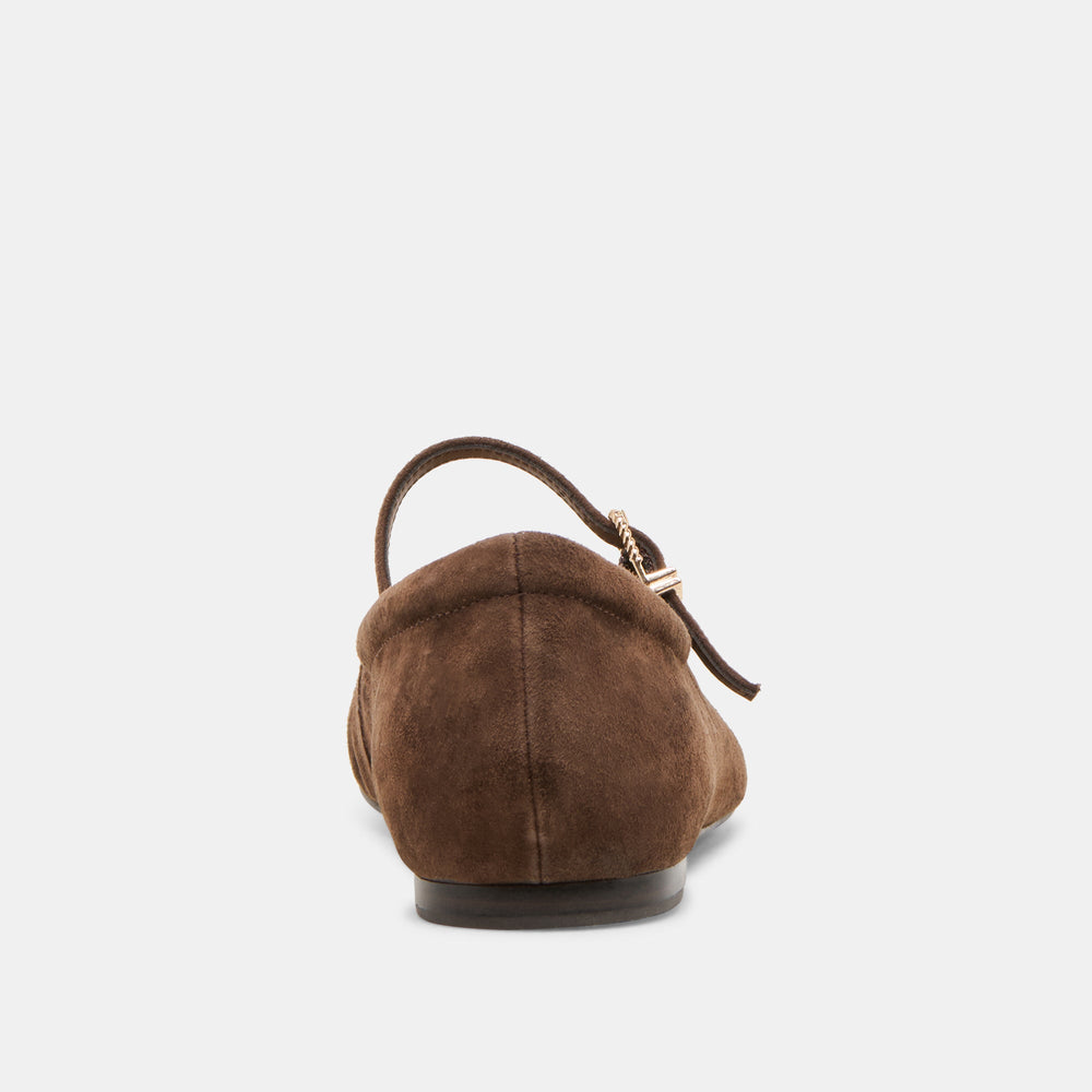 Dolce Vita SHOES | Reyes Wide Dk Brown Suede Ballet Flats