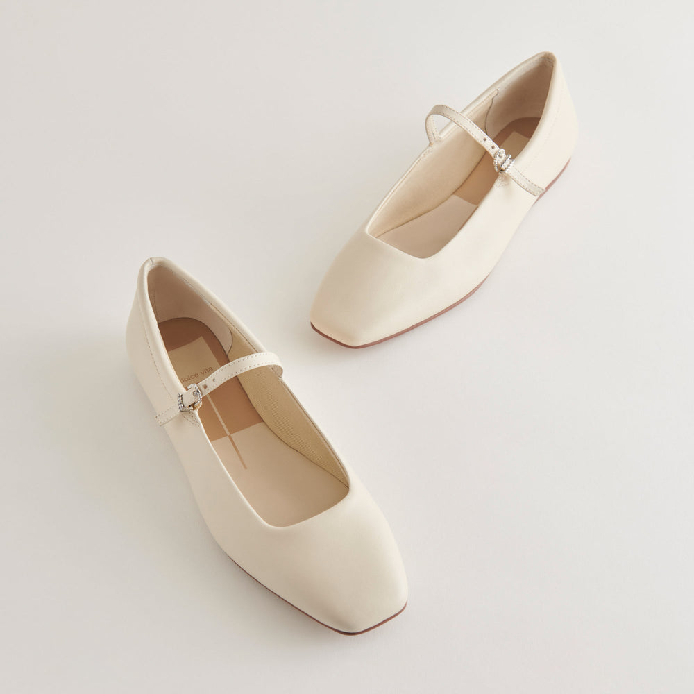Dolce Vita SHOES | Reyes Wide Ballet Flats Ivory Leather | Ivory Ballet Flats
 – Dolce Vita