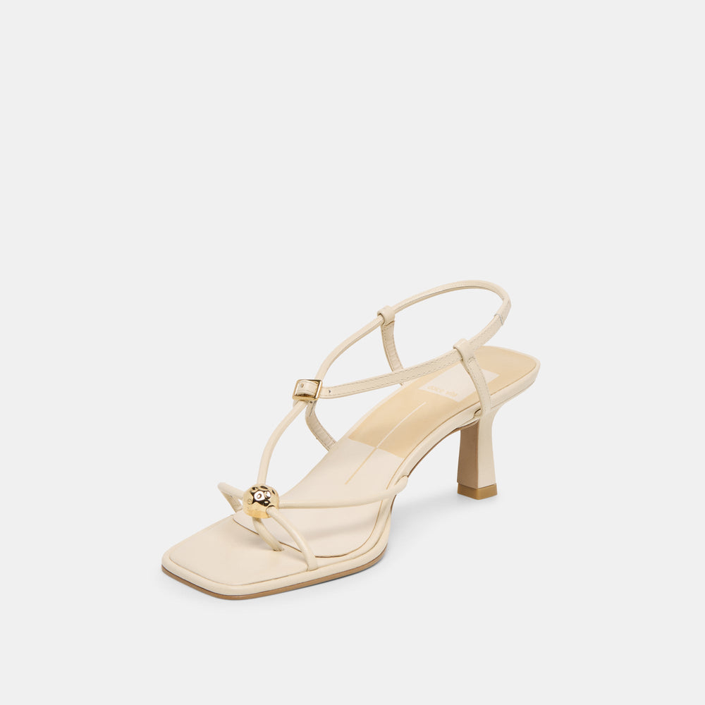Dolce Vita SHOES | Manji Wide Creme Leather Heels