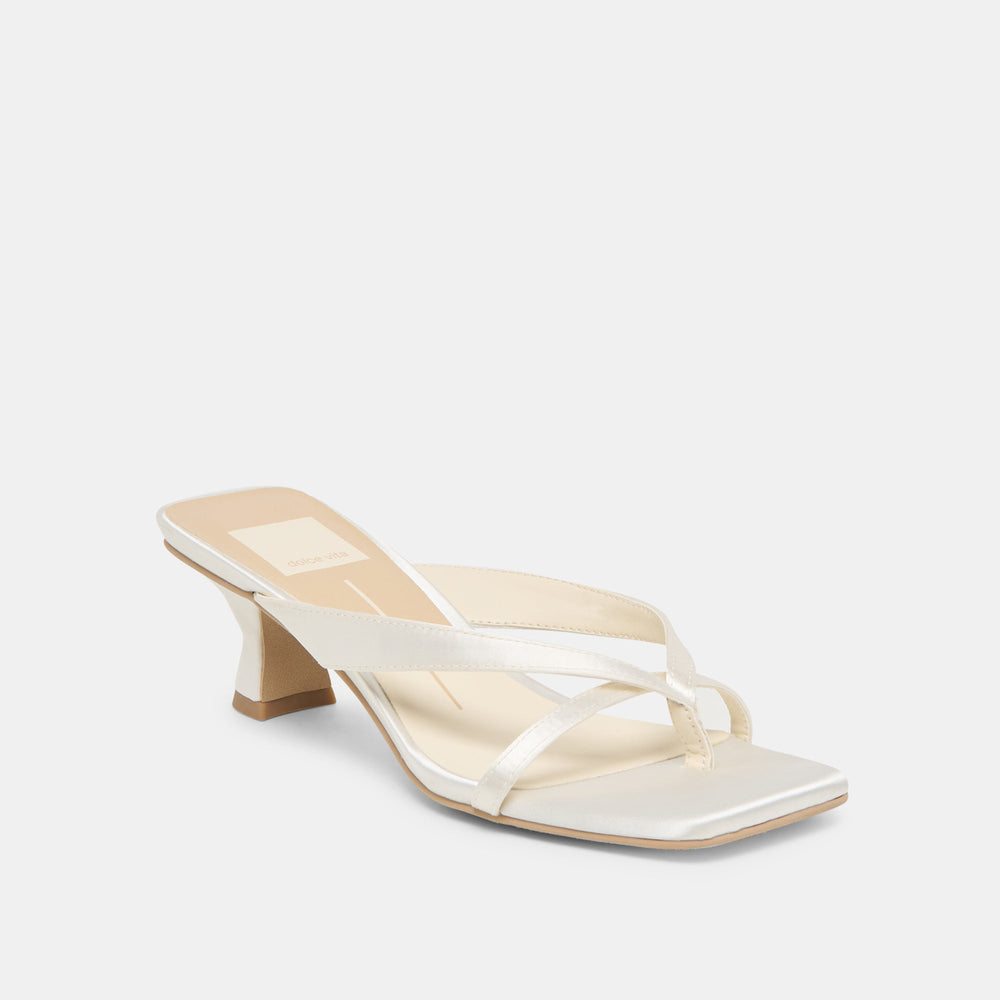 Dolce Vita SHOES | Brevel Wide True White Satin Heels