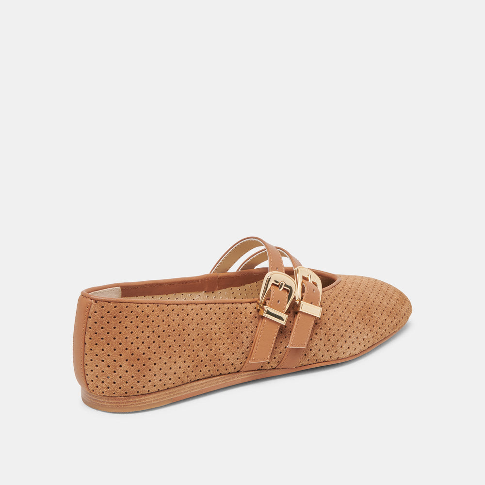 Dolce Vita SHOES | Baylee Wide Pecan Perforated Suede Ballet Flats