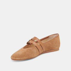 Dolce Vita SHOES | Baylee Wide Pecan Perforated Suede Ballet Flats