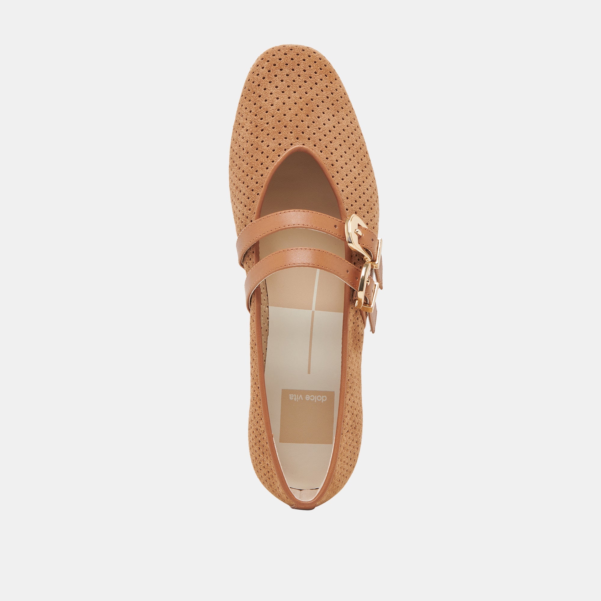Dolce Vita SHOES | Baylee Wide Pecan Perforated Suede Ballet Flats